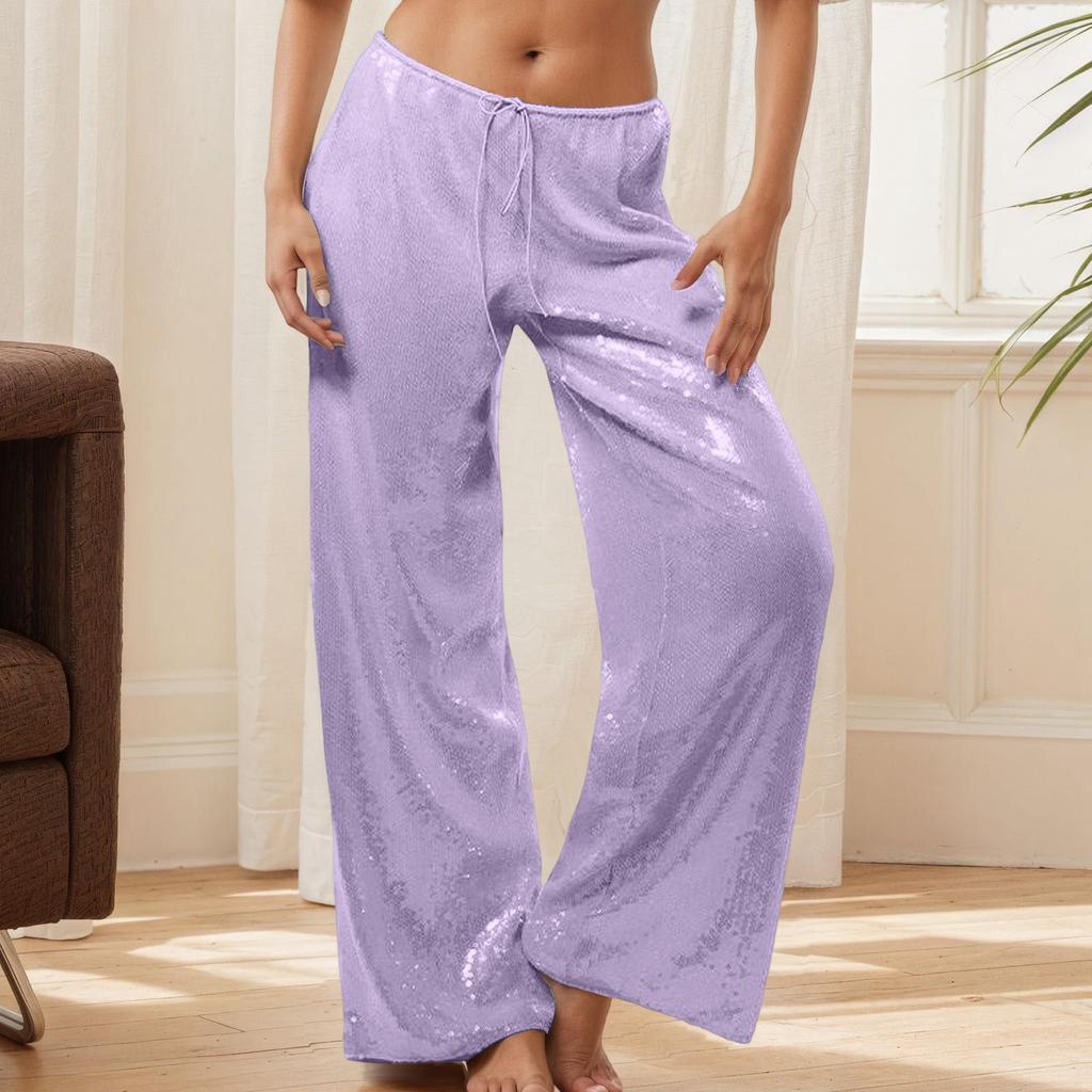 Dames Pailletten Casual Mode Rechte Pijp Losse Wijde Pijp Broek