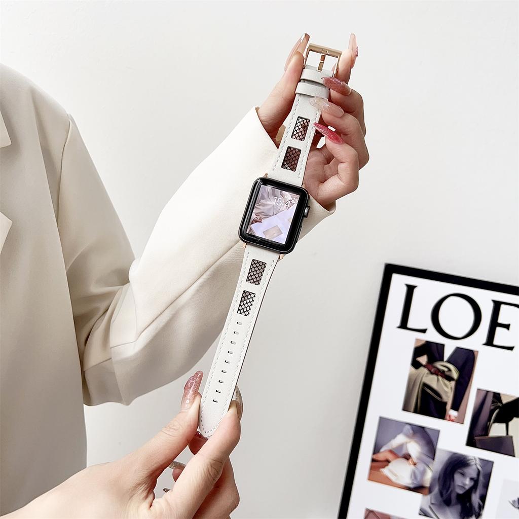 For Apple Watch 10 46mm/Ultra 2/Ultra 49mm/9 8 7 45mm/SE (2023) SE (2022) SE 6 5 4 44mm/3 2 1 42mm PU Leather Mesh Watch Straps