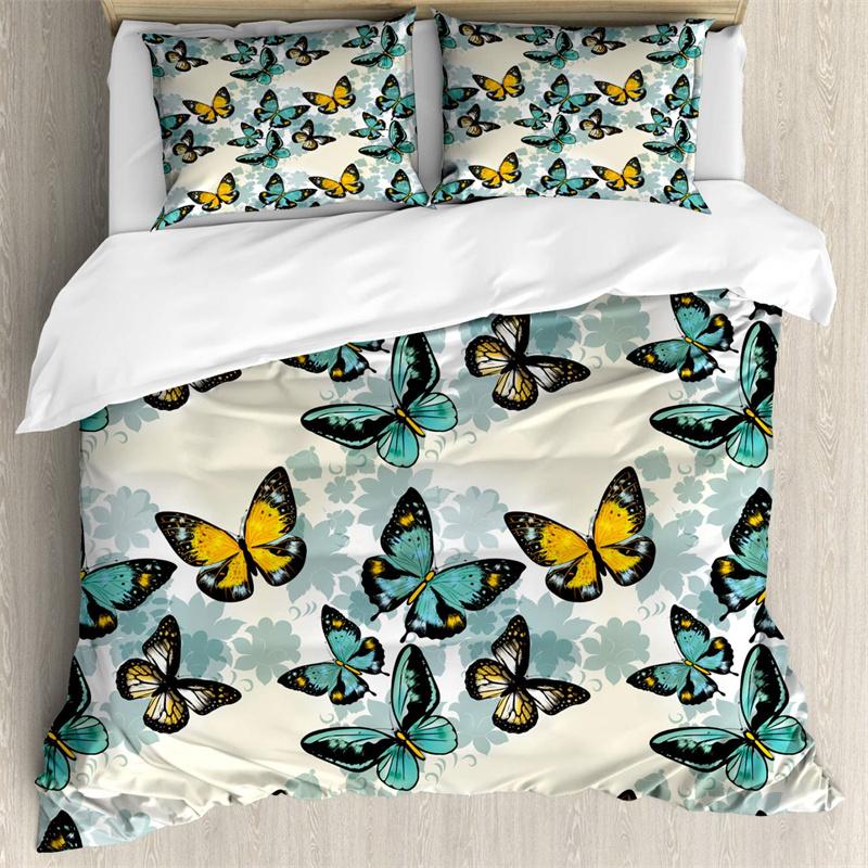 Comforter Butterfly Romantic Spring Theme Bedding Set Colorful Flying Butterflies Twin Full For Girls Teen Deocr