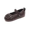 Girls Soft Sweet Princess Dance Shoes for Party Wedding Children's Fashion Pleated Leather Shoes Kids New Chic Solid Color Flats