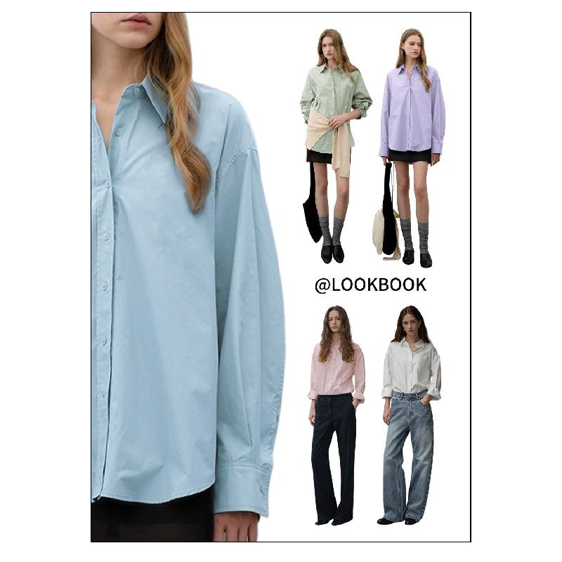 2026 Spring All-Cotton Women's Shirt, Stylish Long-Sleeve Shirt, Pure Cotton Turn-Down Collar Loose Commuting Top