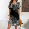 Fashion 3D Print Summer Dress Loose Casual Short Sleeve O-Neck Mini Dress