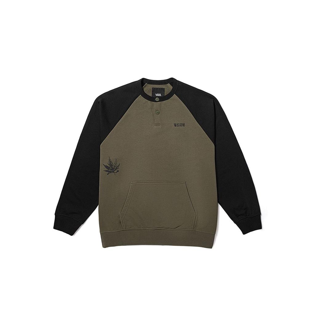 Vans American Vintage Color Block Loose Pullover Sweatshirt Unisex Sweatshirt Army-Green VN000FBPKCZ