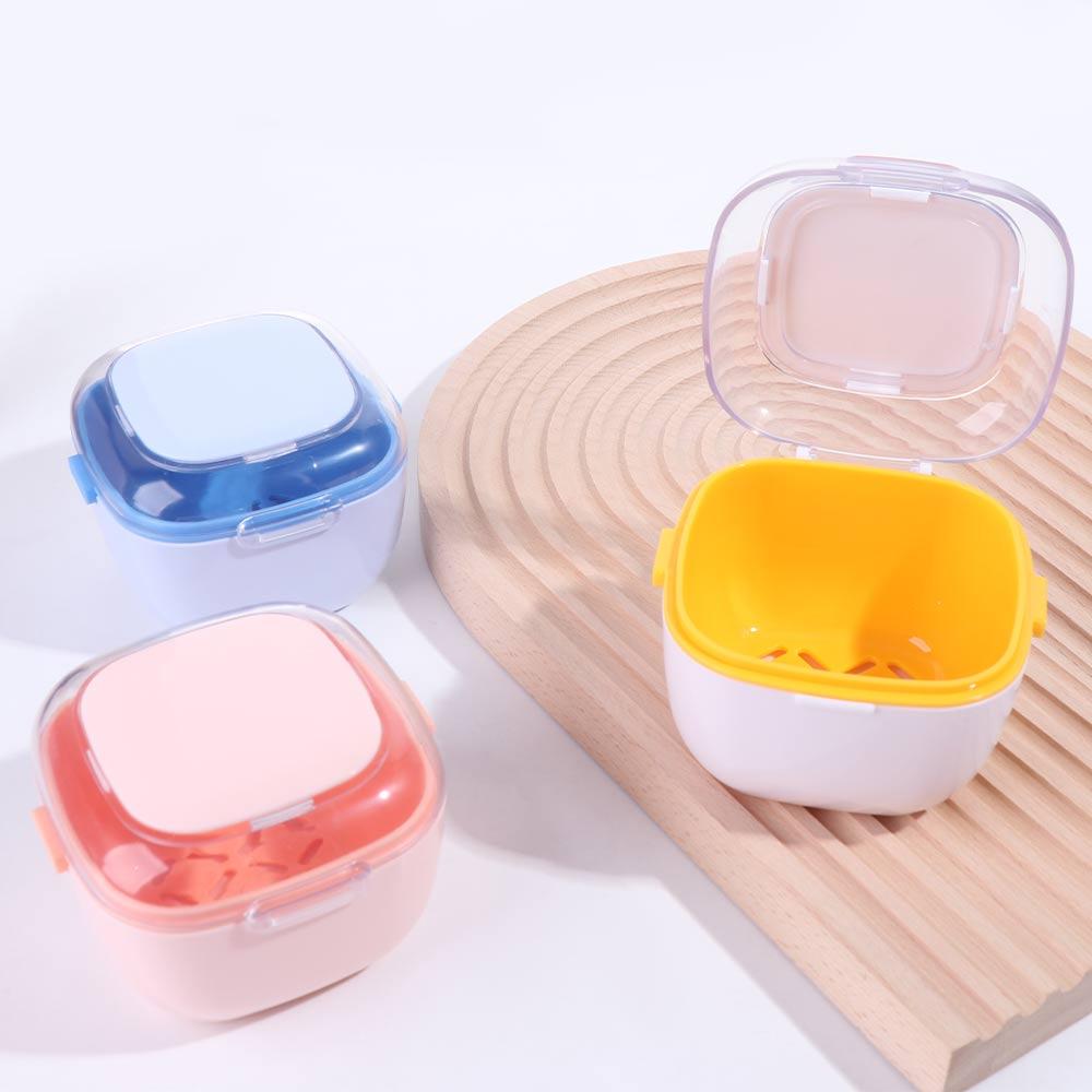 Large Capacity Double Layer Braces Storage Box Sealed Denture Soaking Cleaning Box  for Home