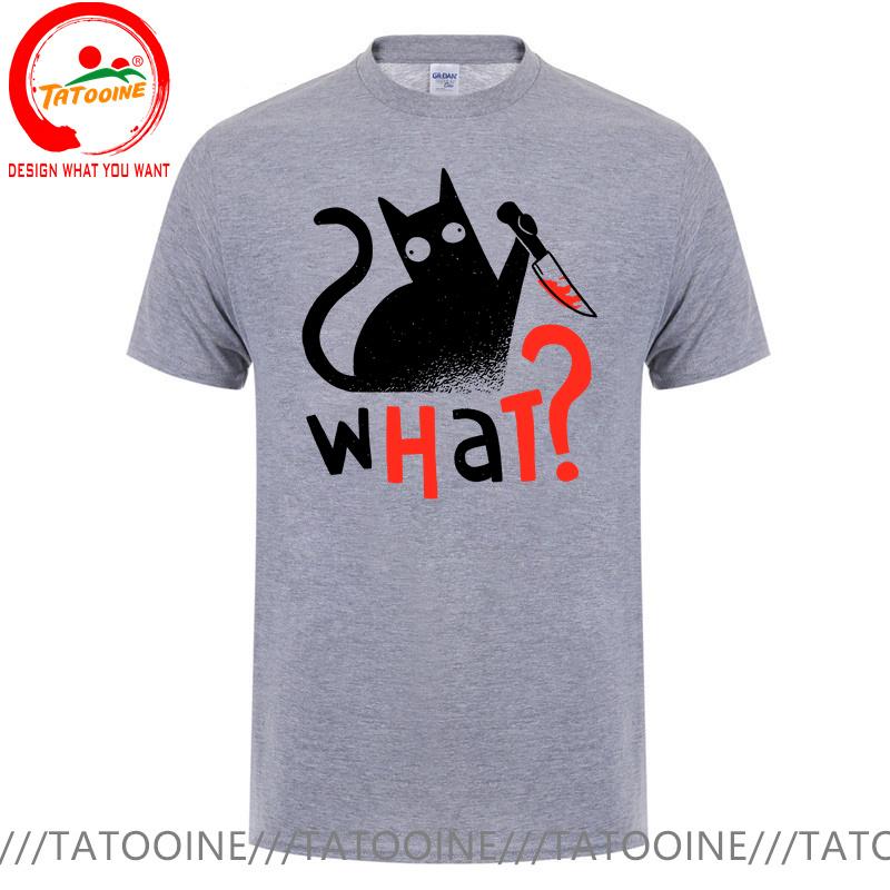 Novelty Murder Cat Bloody Knife What T Shirt Unisex Funny Humor Black Cats Tshirt Boys Fashion Casual Tee Shirt Summer Clothing