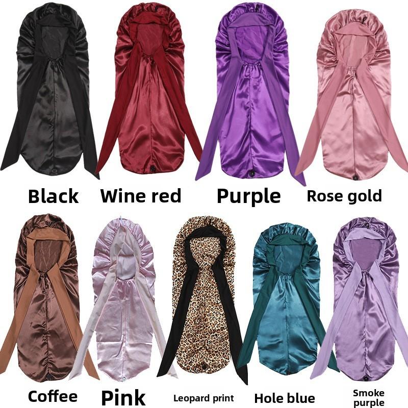 Silk Satin Sleep Cap With Bow Tie Long Stocking For Nighttime Comfort And Style