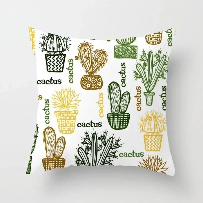 40/45/50cm Cactus Print Throw Pillow Cover Succulent Desert Plant Cushion Cover for Home Sofa Chair Pillow Cover