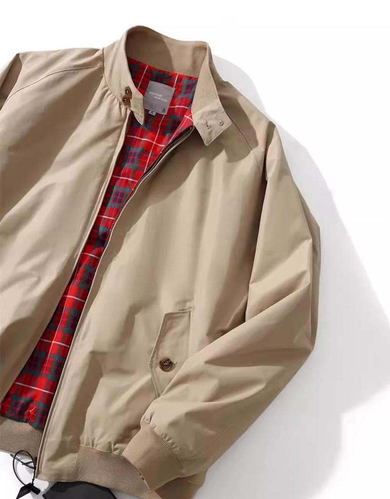 American Retro Tough Guy Harrington Jacket: 3M Workwear, Stand Collar, Three-Proof, Solid Color Men's Outerwear for Spring & Autumn.