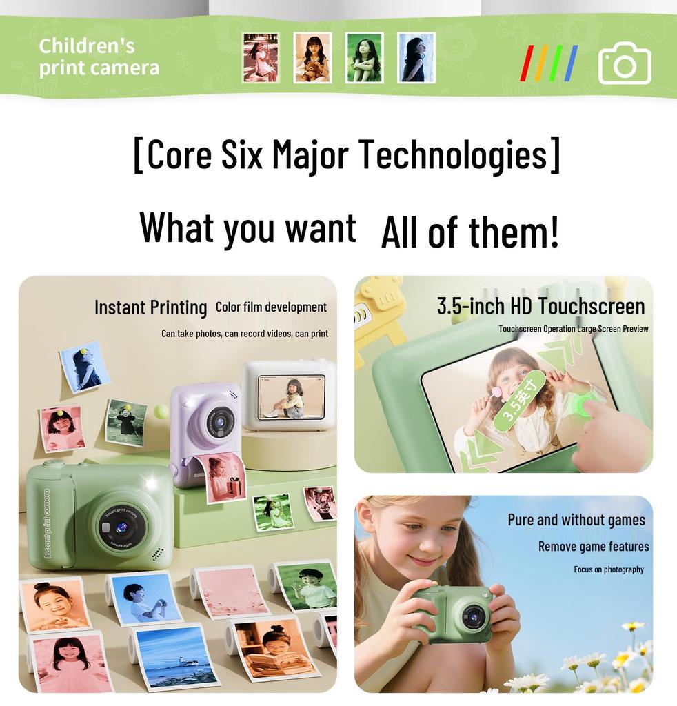 Colorful HD Instant Print Digital Camera for Kids – Multifunctional Holiday Gift