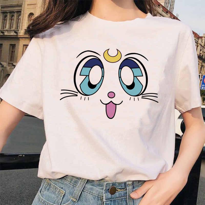 Sailor Moon 90S Divertente T Shirt Harajuku Vestiti Tshirt Estetica Gatto Anime Donna Carina Donna T