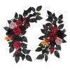 Artificial Flower Sign Pair of with Dark Rose Color and Black Flower Contrast, Welcome Board Corner Flower Arrangement for Weddi