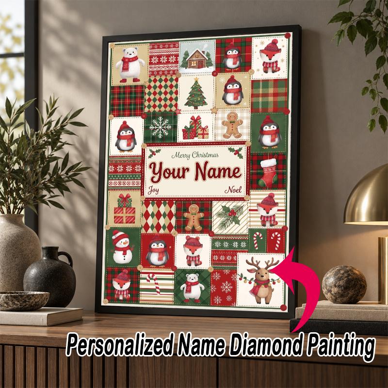Custom Name Christmas 5D Diamond Painting Personalized Full Drill Diamond Art Kit Gift