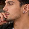Vnox Fashion Cross Circle Earrings for Men Women, Silver Color Black/Blue/White Zircon Huggie Hoop Earrings, Goth Jewelry Gifts