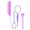 3/4Pieces Pink Hair Styling Set Rubber Band Cutter Mouse Tail Comb Hair Styling Tools Hair Braid Accessories Ponytail Maker Kits