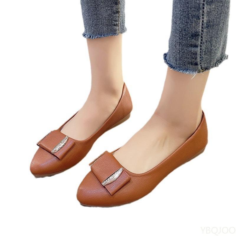Flat sole single shoes for women in spring autumn tyle with shallow mouth soft sole pointed toe fashionable simple women's shoes