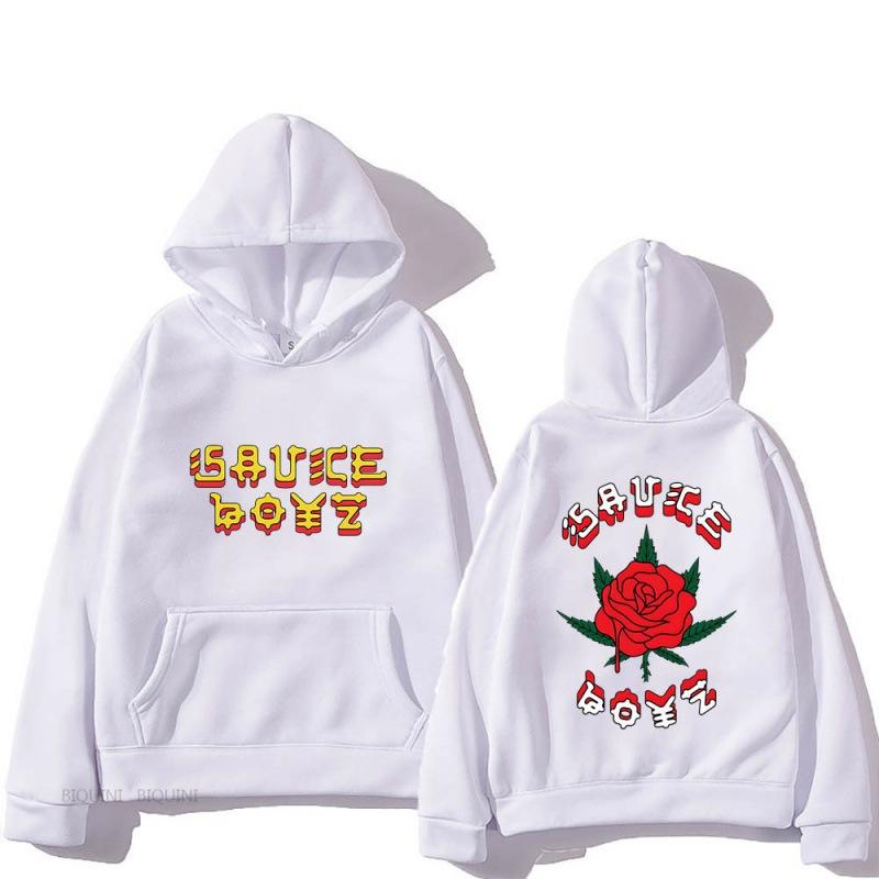 Amazon Cross-border American Rapper Rose Print Trend Hoodie Loose Sweater