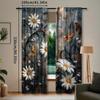 Set of 2   Butterfly Floral Curtains   Decorative Window Drapes with Wooden Door Design   Rod Pocket Style for Bedroom And Living R