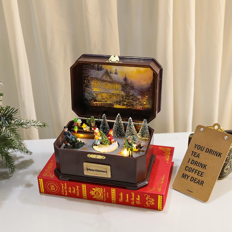 Musikalische Weihnachts-Licht-Drehzug-Ornamente Figuren-Set