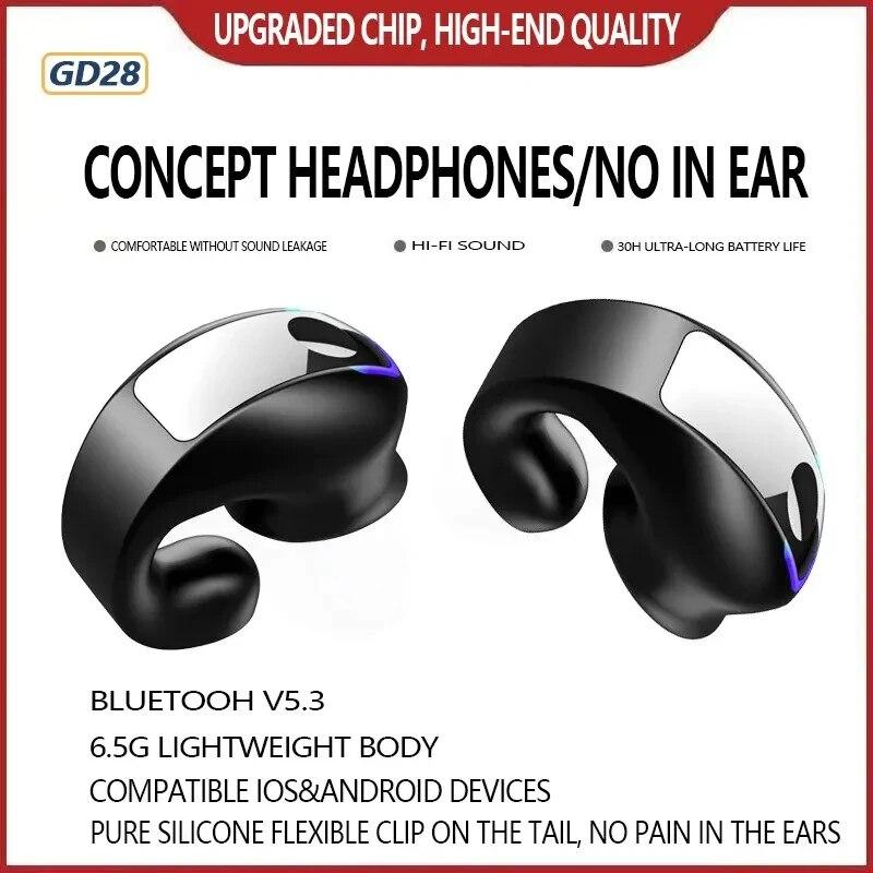 Bluetooth Earphone Clip On Monaural Inear Motion Stereo Bone Conduction Gd28 Business Wireless Earphone Mini Monaural Tws Waterp 2