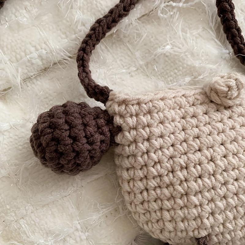 Hand-Woven Sheep Shaped Bag Kawaii Cartoon Crossbody Bag Cute Knitted Coin Purse Eid Al-Adha