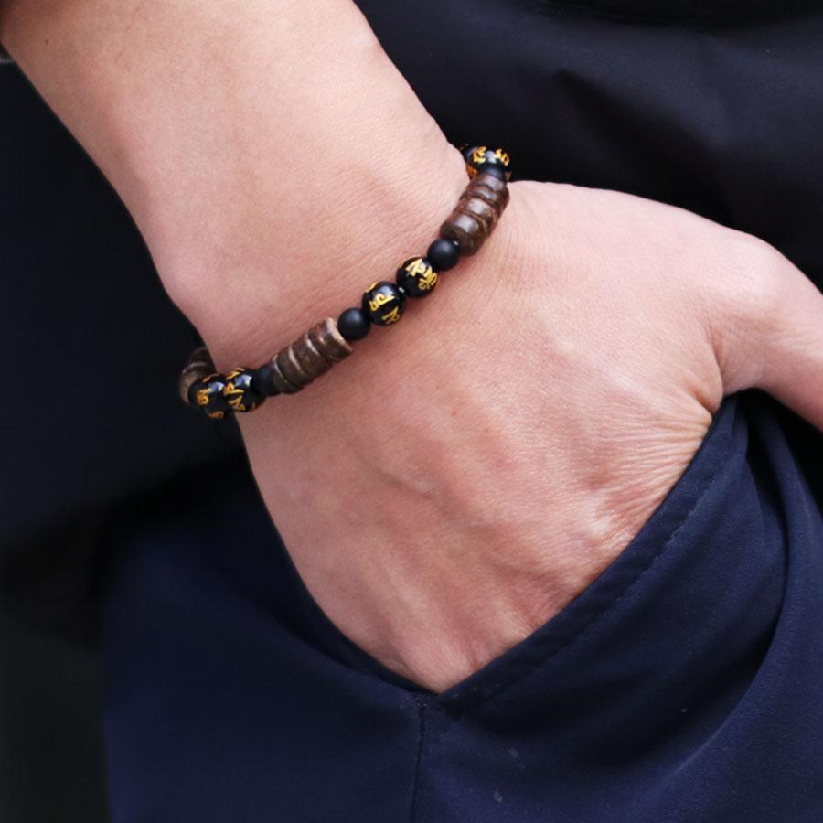 Handmade Natural Coconut Husk Beads Bracelet For Men Volcanic Rock Tiger Eyes Howlite Stone Braslet Wooden Braclet Accessories