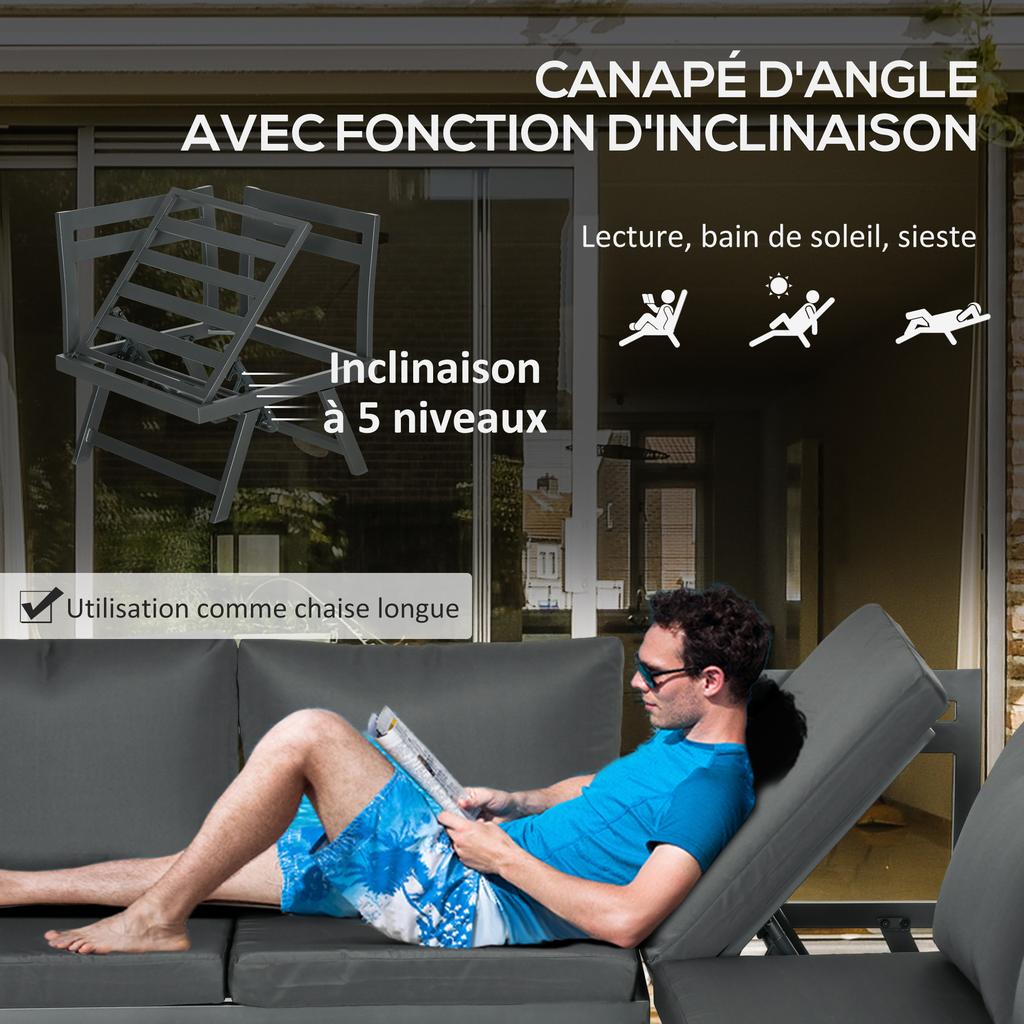 Corner and Convertible Garden Lounge Set 4 Pieces with 2 Benches, 1 Corner Armchair and 1 Coffee Table