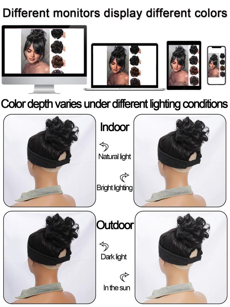 Black Brown Synthetic Chignon Messy Bun Claw Clip in Hair Piece Wavy Curly Hair Bun Ponytail Extensions Scrunchie Hairpieces for Women