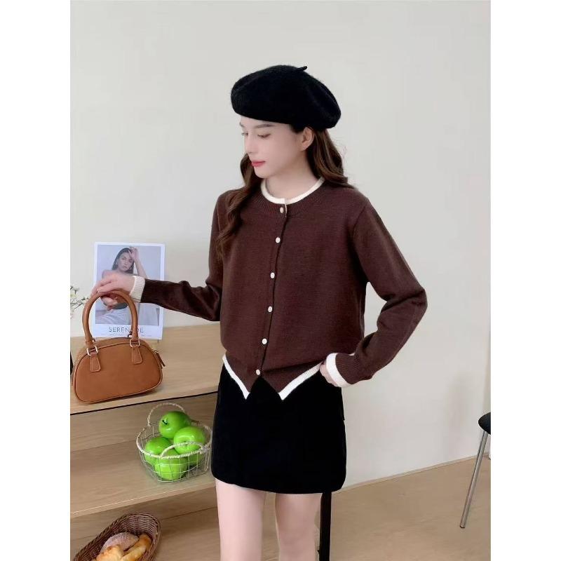 Fake Two-piece Knitted Cardigan Women's Autumn and Winter New Small Short Bottom Thin Sweater Jacket Women