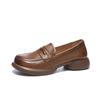 Spring new thick heel casual leather shoes women's soft surface rubber sole one pedal versatile small leather shoes women