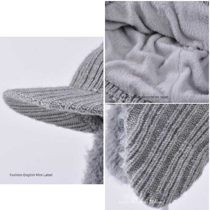 Winter Ohrenschutzkappe Herren Kältefest Warm Gestrickte Baseballkappe Outdoor Reiten Fleece Mütze