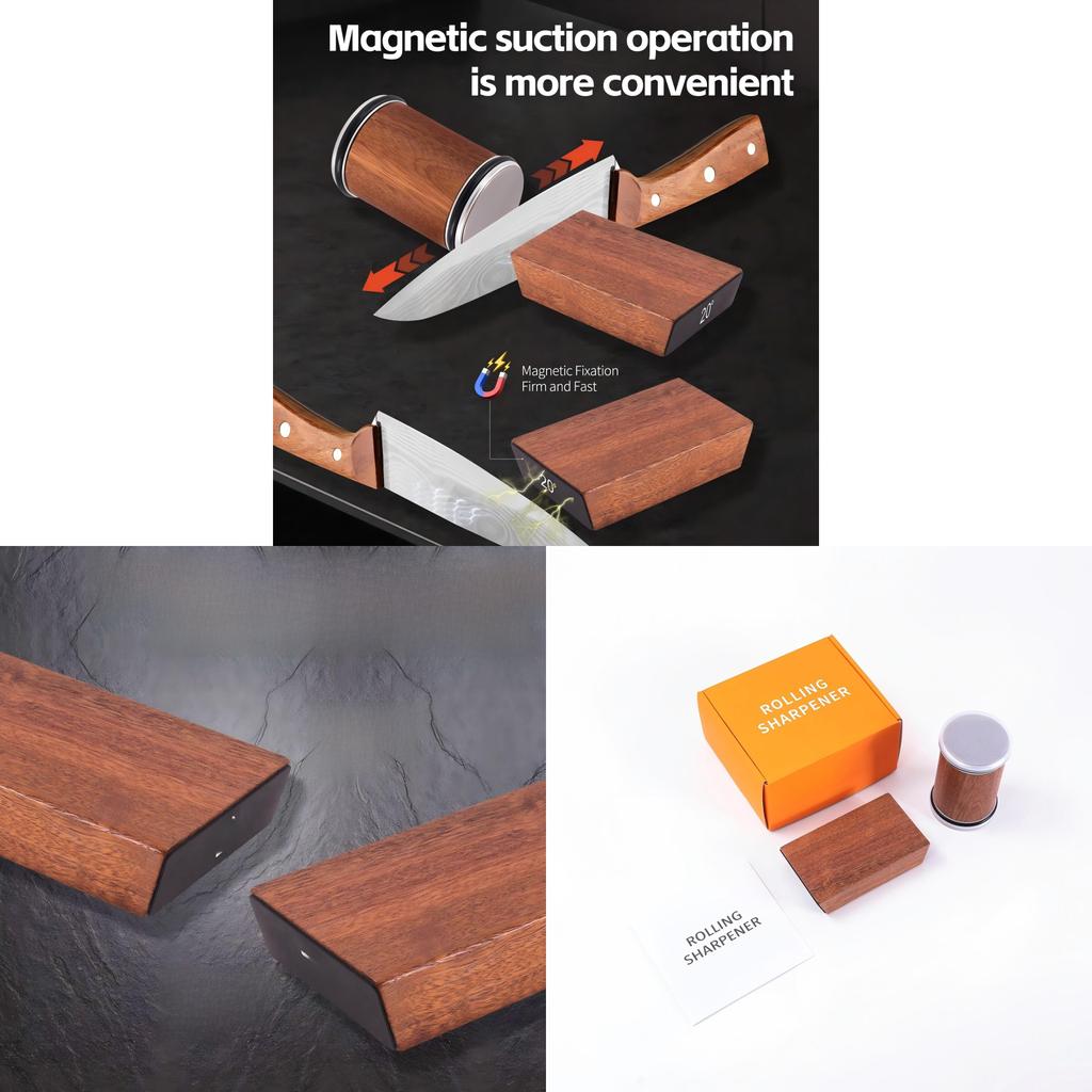 Sandalwood Doublesided Diamond Knife Sharpener With Nonslip Base For Kitchen Use