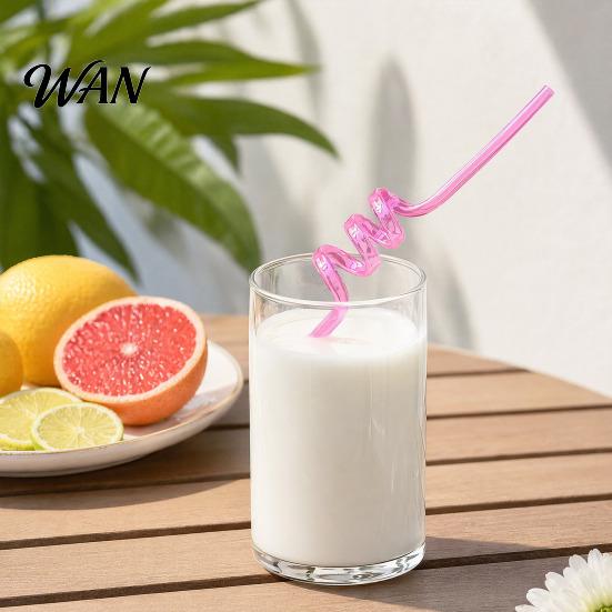 Creative Plastic Straws 10PCS Spiral Straws, Colorful Twisted Translucent Drinking Food-Grade Party PETG Reusable Drink Accessories for Cocktails