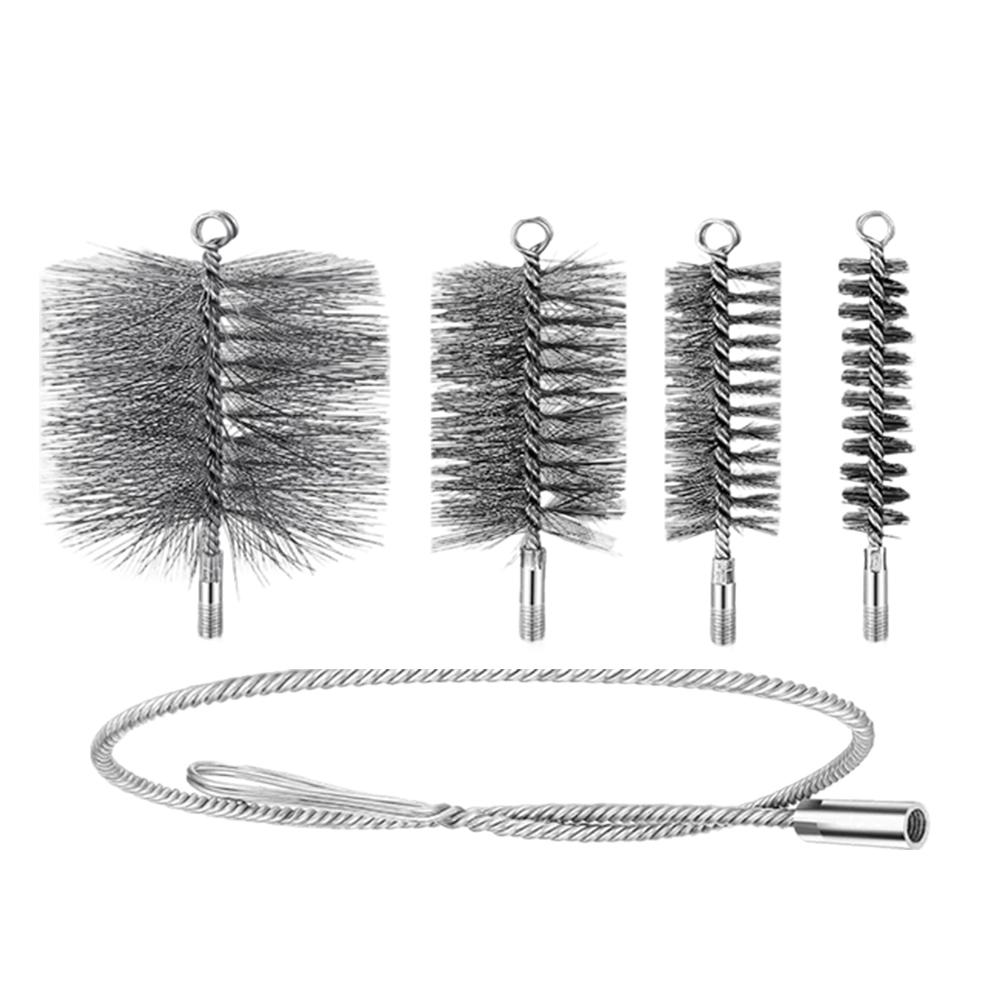 Chimney Brush Set 0.3mm Steel Wire Bristles for Furnace Pipe Cleaning Includes 3/5/8cm and 3/5/8/10cm Variants