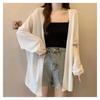 Korean Style Plus Size Loose Knit Cardigan - Spring/Summer, Long Sleeve, Airy & Elegant