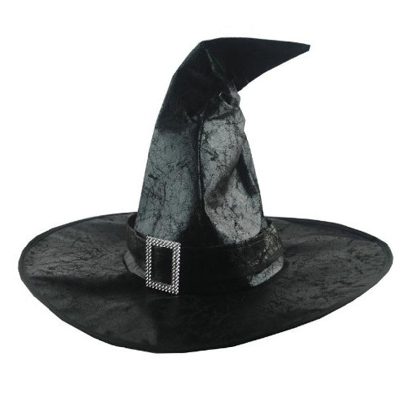 Halloween Witch Wizard Hat with Long Glove Carnivals Party Headpieces Twists Devil Hat Cosplay Tool for Adult Women