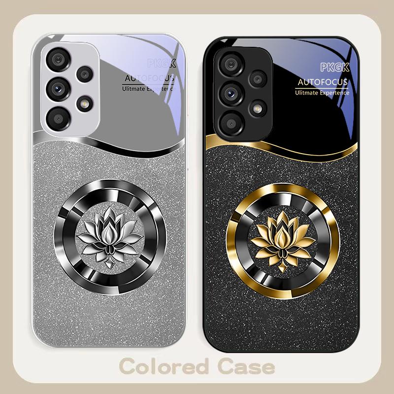 Gradient Golden Lotus For Samsung S8 S9 S10 S20 Ultra S21 Pro S22 Plus S23 FE S24 Ultra S25 Edge S25Ultra Glass Phone Case