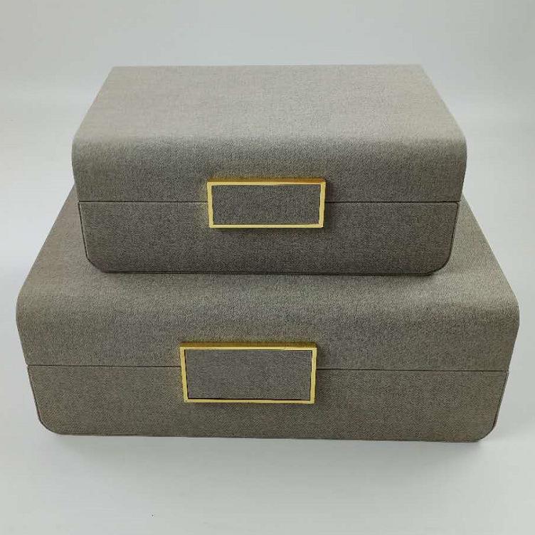 

Chinese Wardrobe Decorative Leather & Wood Storage Box with Soft Furnishings Hardware Small 240x160x85