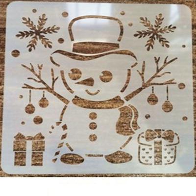 Stamp Wall Window Floor Decor Graffiti Drawing Tool Cute Snowman Christmas Style Stencil Spray Painting Template
