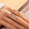 Adjustable Geometric Oval Stainless Steel Ring In Minimalist Style