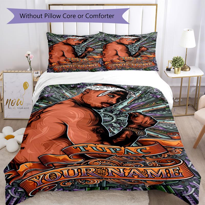 2pac Customize Your Name Duvet Cover Set Design for Bedrooms Soft Bedding Custom Room Decor Christmas, WeddingPerfect