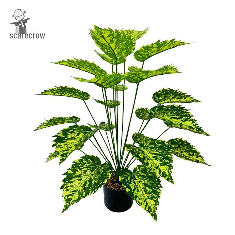 Nordic Style Mint Leaf Artificial Bonsai - Floor Standing Fake Plant for Indoor Decor and Living Room Ornament.