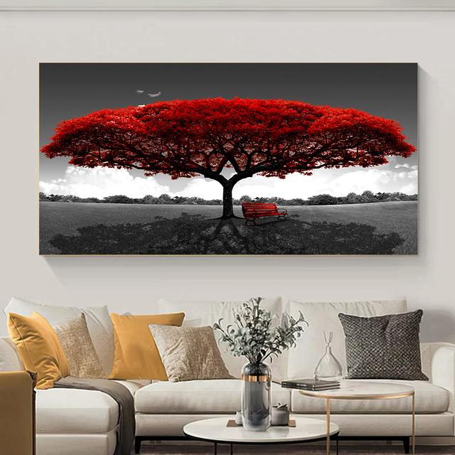 

Абстрактная сине-красная елка, стул, масло, холст, картина, пейзажные постеры и принты, настенные художественные фотографии, домашний декор для гостиной, без рамки 20*40cm