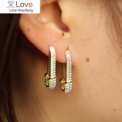 Punk Sicherheitsnadel Gold Farbe Ohrstecker Zirkon Glitter Geometrische Ohrringe Für Frauen Stilvolle Ohrringe Ohrstecker Schmuck Geschenke