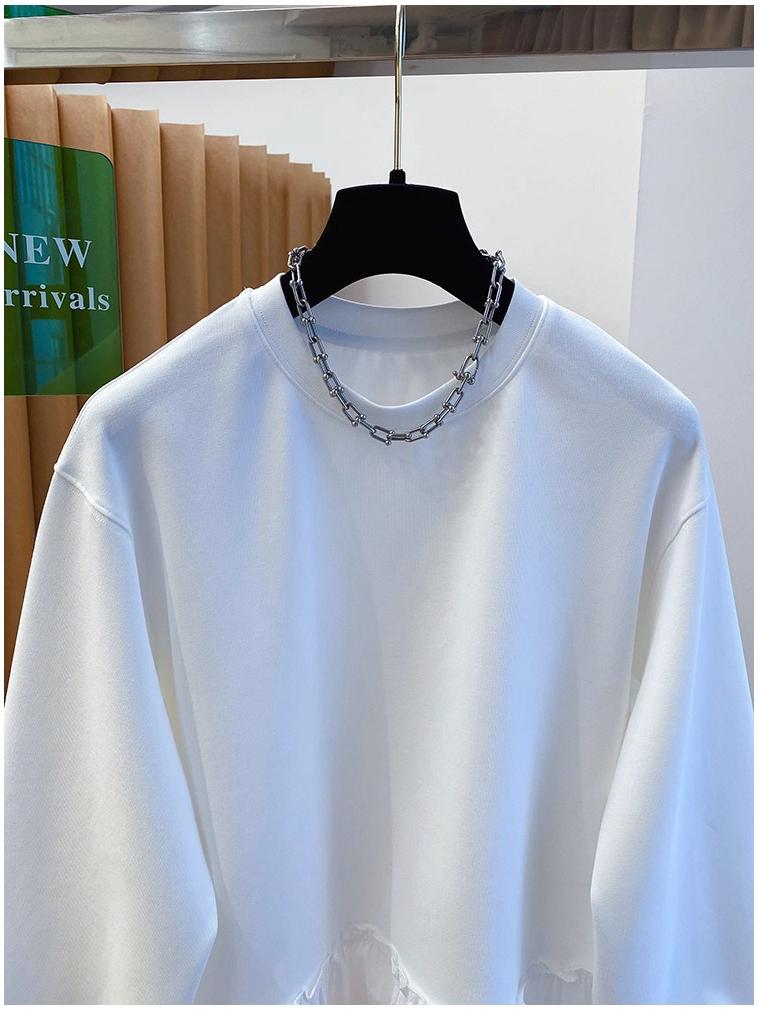 Cross-Border Autumn/Winter Ruffle Long Sleeve Women's T-Shirt - Loose, Chic, Unique Design