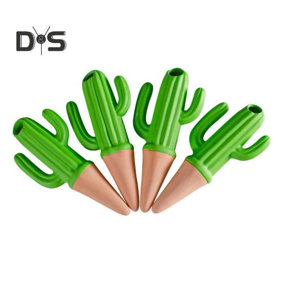 

4 шт. шипов для полива в форме кактуса, терракотовые глиняные колышки для растений с самополивом, шипы для полива с медленным высвобождением для комнатных и уличных растений 4pcs