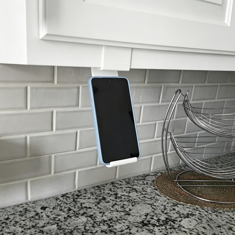 3D‑Printed Cabinet‑Mounted Phone Holder, Fits 16‑19mm Cabinet Panels, Hands‑Free Bracket for Kitchen Study Wall Cabinet, Easy In