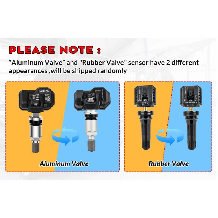LAUNCH X431 TSENSOR-05 Univerzální TPMS senzor 315MHz/433MHz Duální frekvence Nastavitelný úhel Gumový ventil Monitor tlaku v pneumatikách