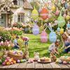 6 Pezzi Uova di Pasqua Colorate in Schiuma Ciondolo Artigianato Fai da Te con Nastro Uova Ornamenti da Appendere Uova Decorazioni Easter Egg Glitterate