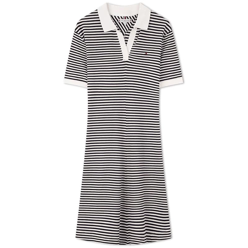 Tommy Hilfiger Women s Lyocell Blend V-Neck Knit Polo Dress M
