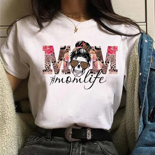 Momlife Skull Head Leopard Print Women T Shirt Short Sleeve O Neck Loose Women Tshirt Ladies Tee Shirt Tops Camisetas Mujer